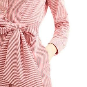 J Crew red white striped shirt dress long sleeves